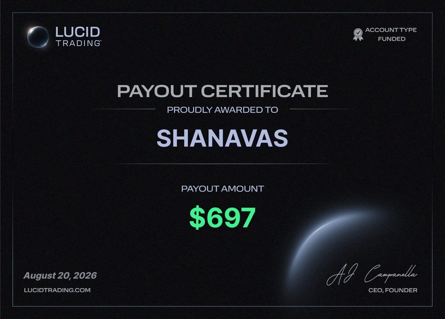 Payout certificate — Prabhu K, $1,082